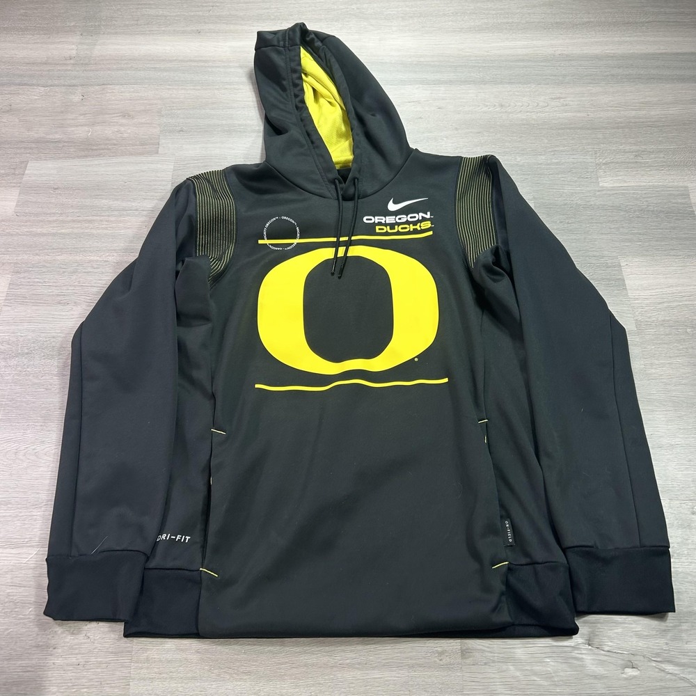 Oregon Ducks Hoodie Mens Small Black NCAA Football Nike Dri Fit Sweatshirt
